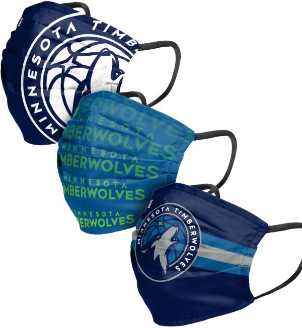 FOCO Adult Minnesota Timberwolves 3-Pack Matchday Face Coverings