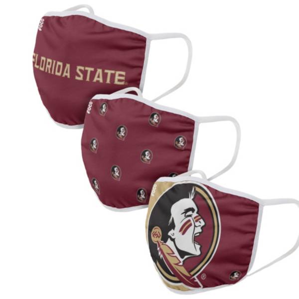 FOCO Adult Florida State Seminoles 3-Pack Face Coverings