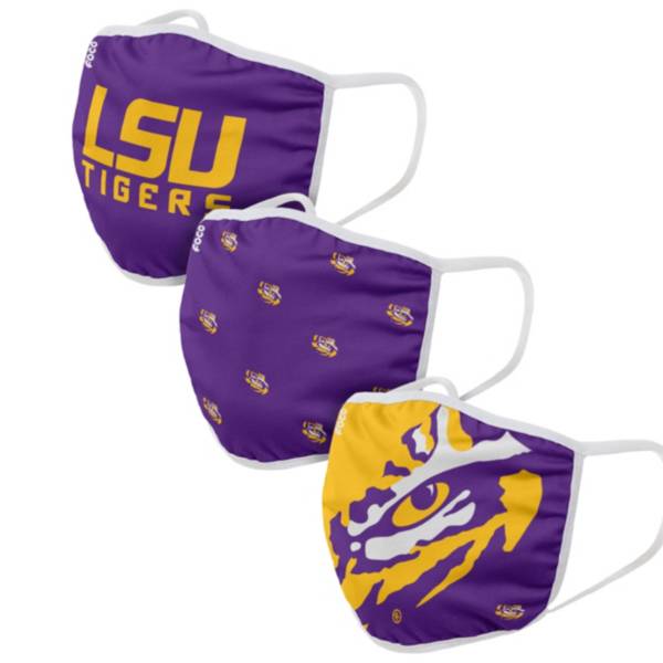 FOCO Adult LSU Tigers 3-Pack Face Coverings