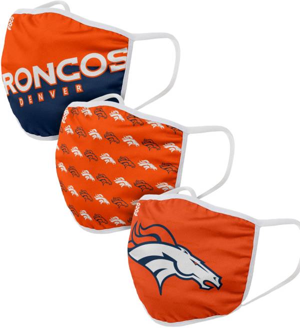 FOCO Adult Denver Broncos 3-Pack Face Coverings