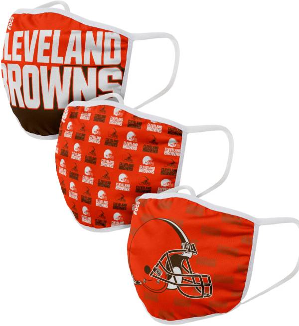 FOCO Adult Cleveland Browns 3-Pack Face Coverings