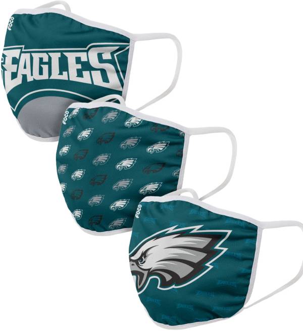 FOCO Adult Philadelphia Eagles 3-Pack Face Coverings