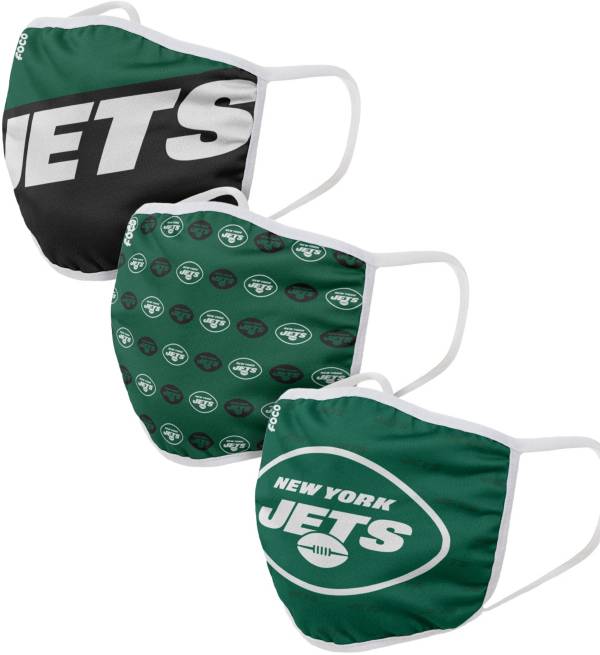 FOCO Adult New York Jets 3-Pack Face Coverings