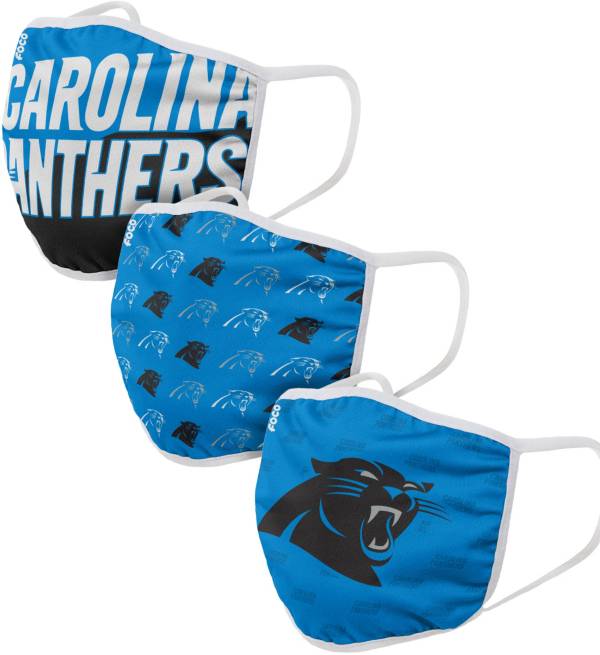 FOCO Adult Carolina Panthers 3-Pack Face Coverings