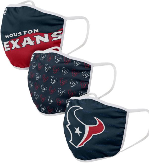 FOCO Adult Houston Texans 3-Pack Face Coverings