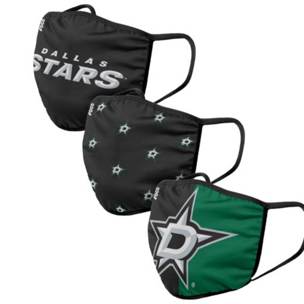 FOCO Adult Dallas Stars 3-Pack Face Coverings