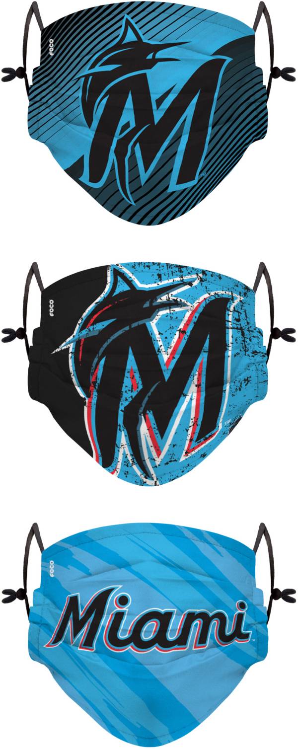 FOCO Youth Miami Marlins 3-Pack Face Coverings