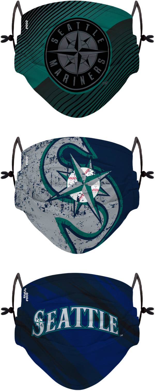 FOCO Youth Seattle Mariners 3-Pack Face Coverings