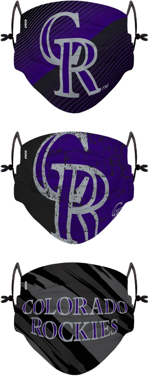 FOCO Youth Colorado Rockies 3-Pack Face Coverings