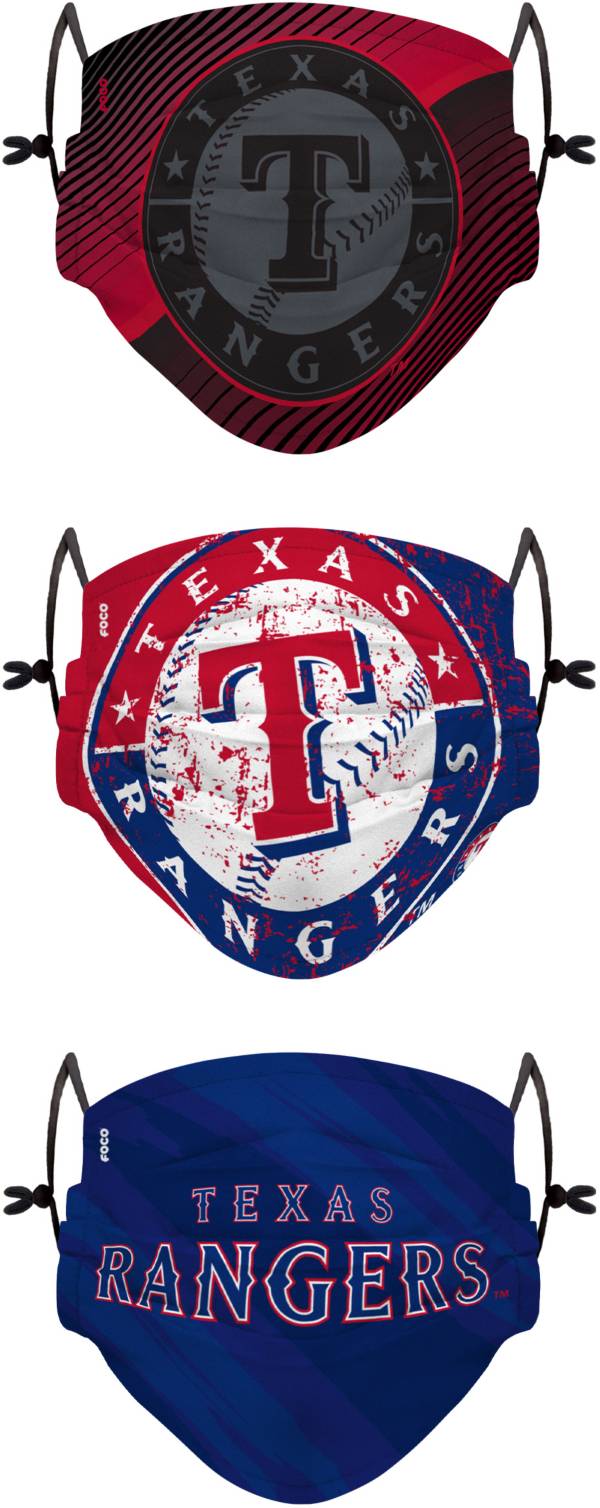 FOCO Youth Texas Rangers 3-Pack Face Coverings