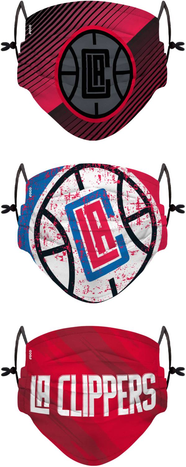 FOCO Adult Los Angeles Clippers 3-Pack Matchday Face Coverings