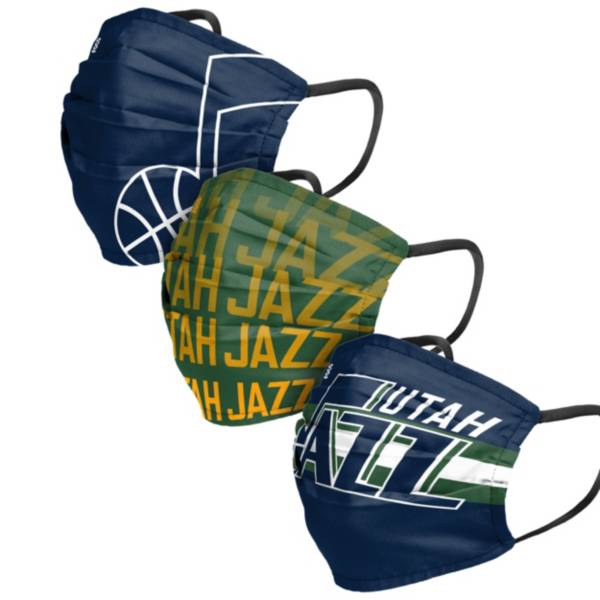 FOCO Adult Utah Jazz 3-Pack Matchday Face Coverings