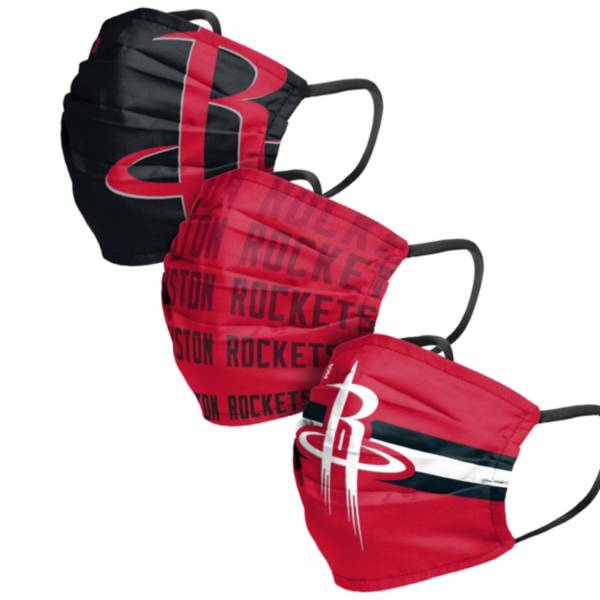 FOCO Adult Houston Rockets 3-Pack Matchday Face Coverings