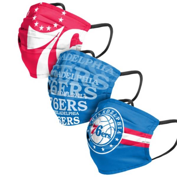 FOCO Adult Philadelphia 76ers 3-Pack Matchday Face Coverings