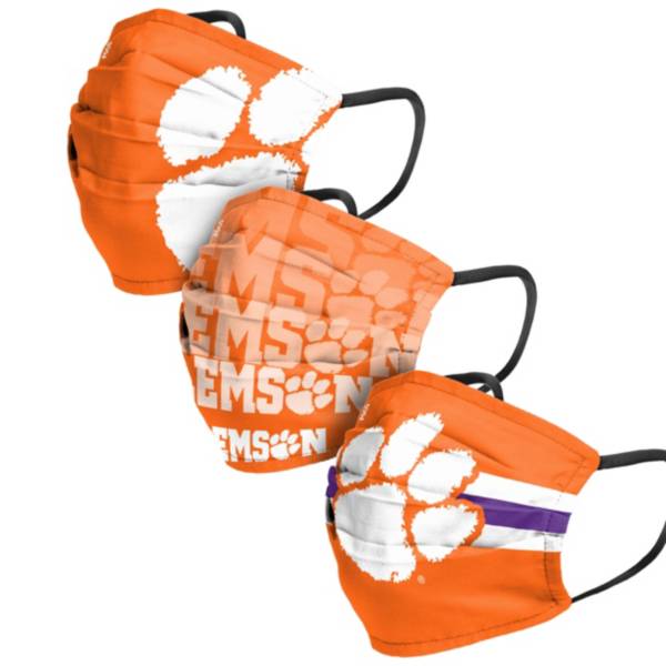 FOCO Adult Clemson Tigers 3-Pack Matchday Face Coverings