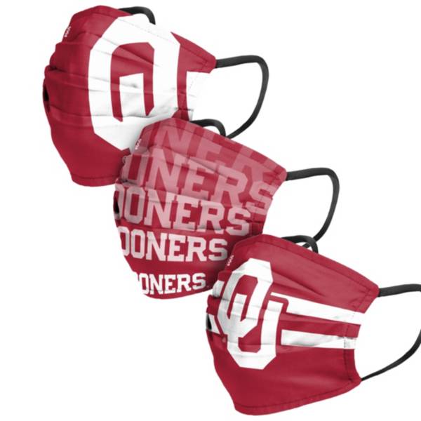 FOCO Adult Oklahoma Sooners 3-Pack Matchday Face Coverings