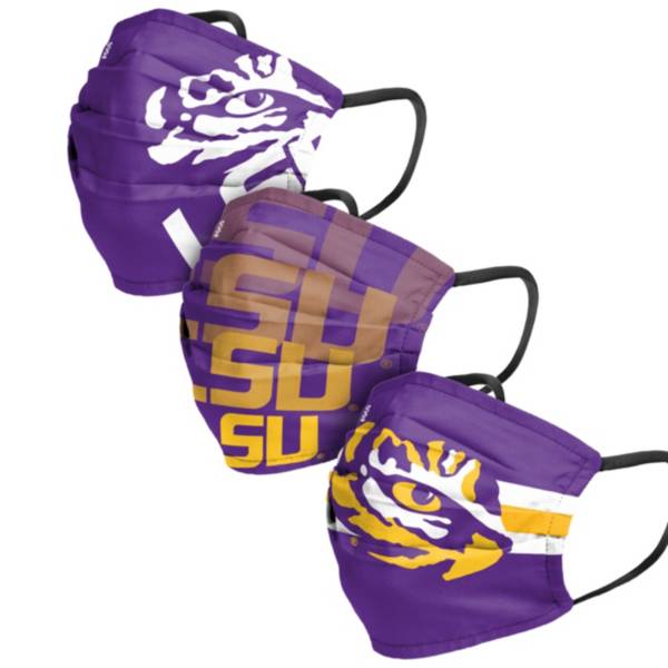 FOCO Adult LSU Tigers 3-Pack Matchday Face Coverings