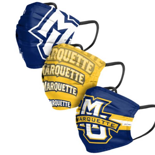 FOCO Adult Marquette Golden Eagles 3-Pack Matchday Face Coverings