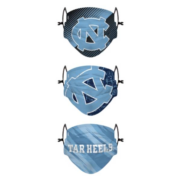 FOCO Youth North Carolina Tar Heels 3-Pack Face Coverings