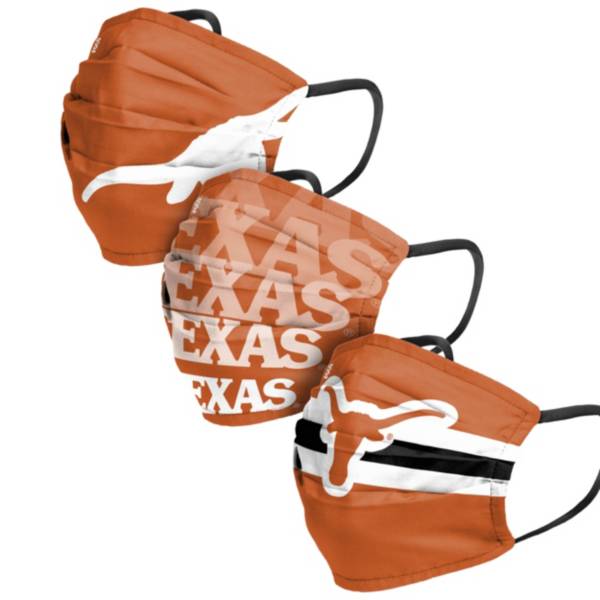 FOCO Adult Texas Longhorns 3-Pack Matchday Face Coverings