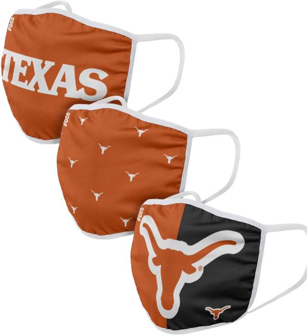 FOCO Youth Texas Longhorns 3-Pack Face Coverings