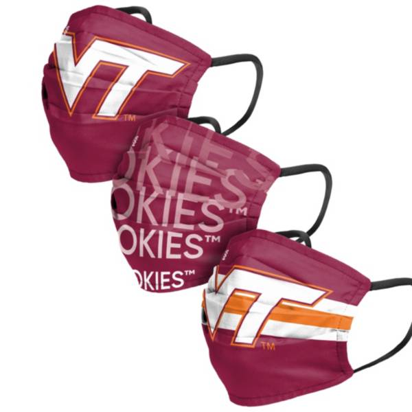 FOCO Adult Virginia Tech Hokies 3-Pack Matchday Face Coverings