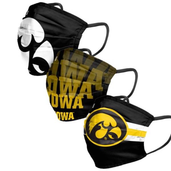 FOCO Adult Iowa Hawkeyes 3-Pack Matchday Face Coverings