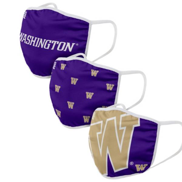 FOCO Youth Washington Huskies 3-Pack Face Coverings