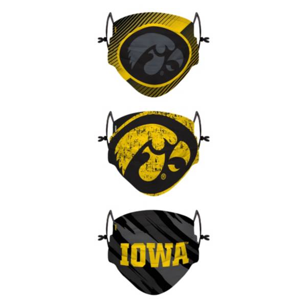 FOCO Youth Iowa Hawkeyes 3-Pack Face Coverings