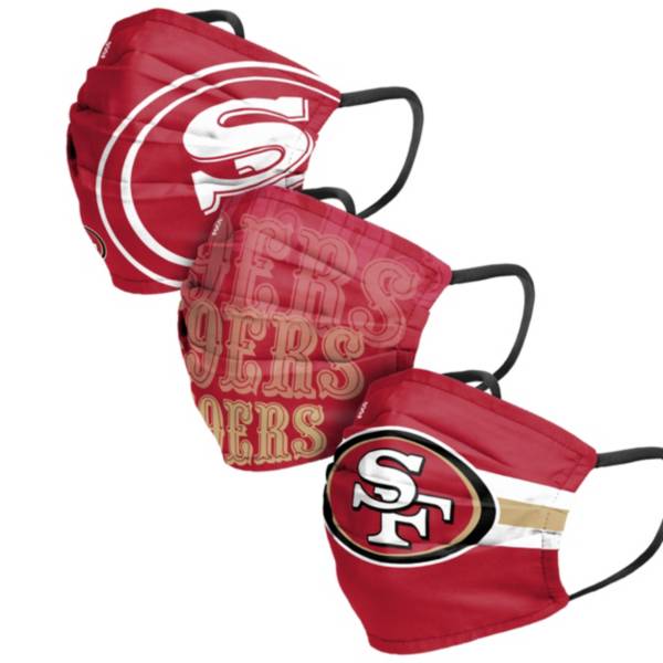 FOCO Adult San Francisco 49ers 3-Pack Matchday Face Coverings