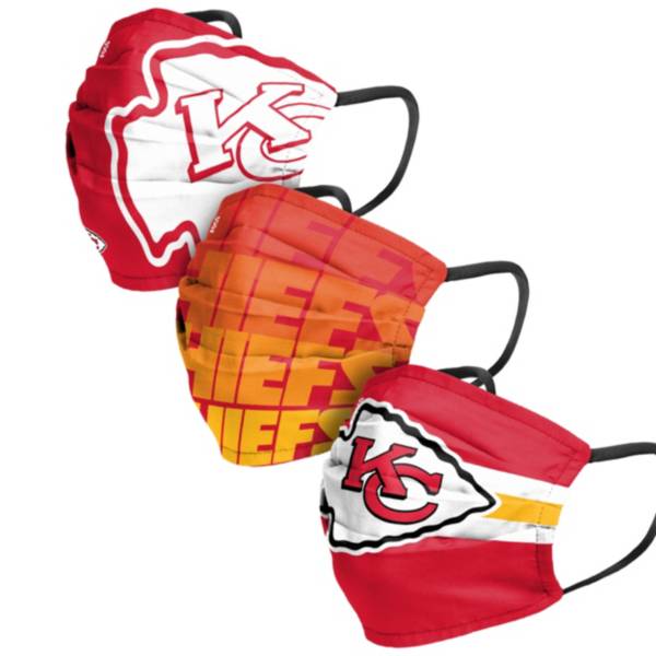 FOCO Adult Kansas City Chiefs 3-Pack Matchday Face Coverings