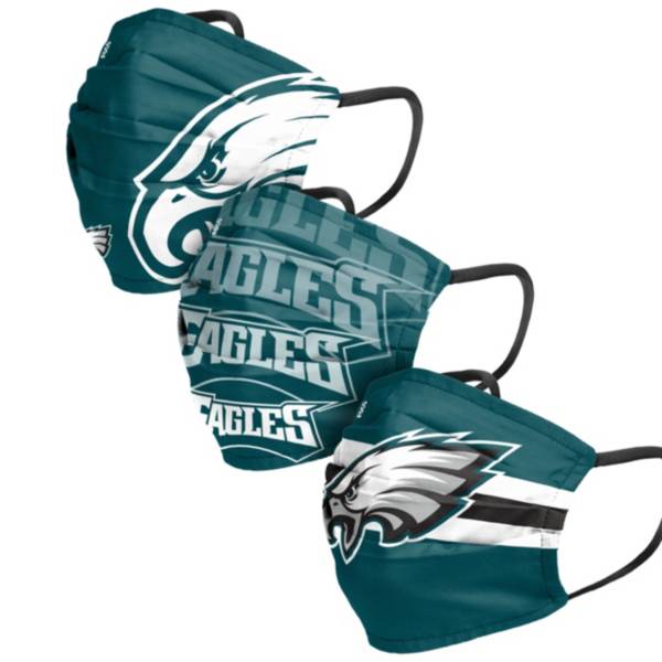 FOCO Adult Philadelphia Eagles 3-Pack Matchday Face Coverings