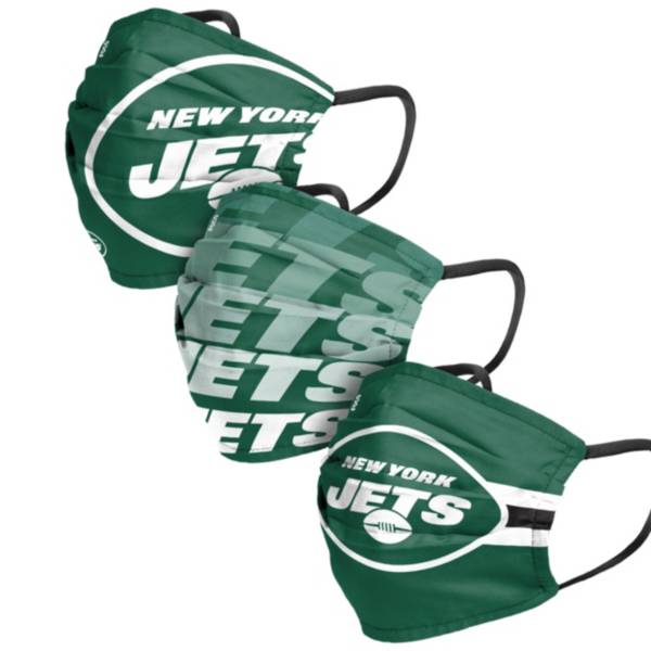 FOCO Adult New York Jets 3-Pack Matchday Face Coverings