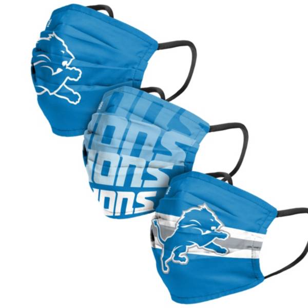 FOCO Adult Detroit Lions 3-Pack Matchday Face Coverings