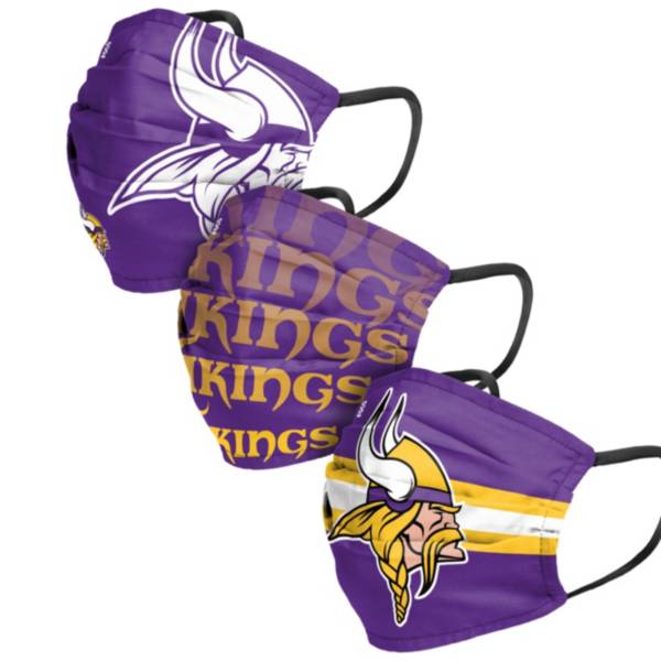 FOCO Adult Minnesota Vikings 3-Pack Matchday Face Coverings