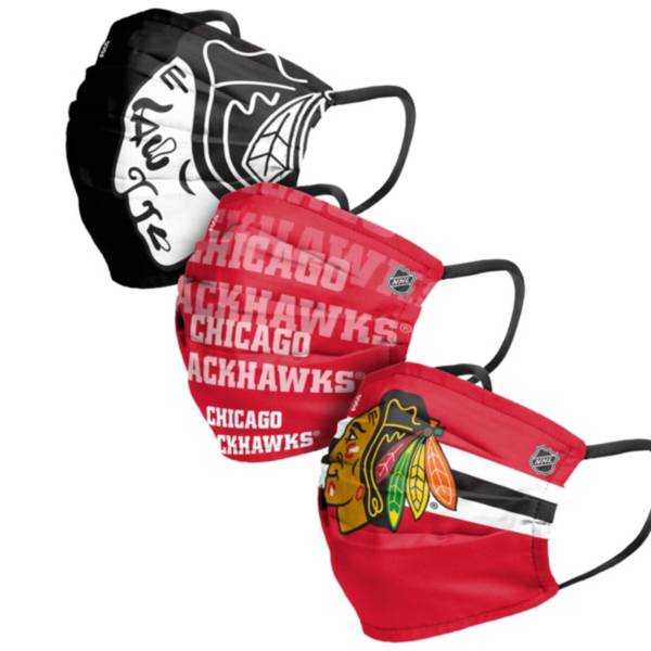 FOCO Adult Chicago Blackhawks 3-Pack Matchday Face Coverings