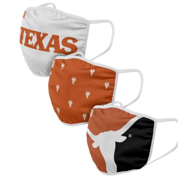 FOCO Youth Texas Longhorns 3-Pack Face Coverings