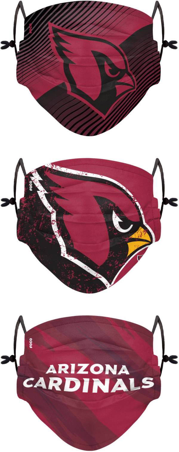 FOCO Youth Arizona Cardinals Adjustable 3-Pack Face Coverings