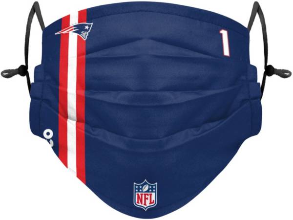 FOCO Youth New England Patriots Cam Newton #1 On-Field Sideline Adjustable Face Covering