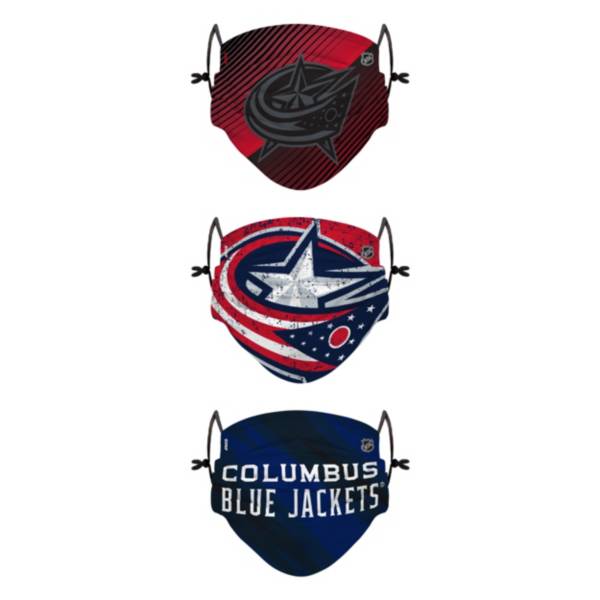 FOCO Youth Columbus Blue Jackets Adjustable 3-Pack Face Coverings product image