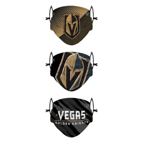 FOCO Youth Vegas Golden Knights Adjustable 3-Pack Face Coverings