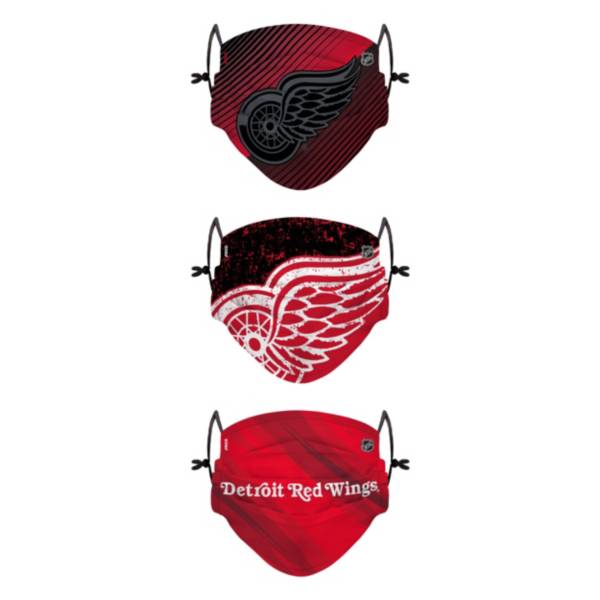 FOCO Youth Detroit Red Wings Adjustable 3-Pack Face Coverings