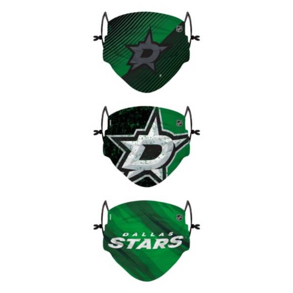 FOCO Youth Dallas Stars Adjustable 3-Pack Face Coverings