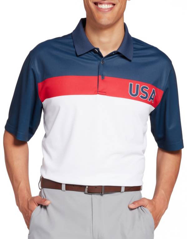 Walter Hagen Men's Perfect 11 Americana Chest Logo Golf Polo