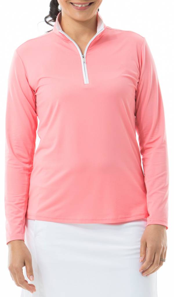 San Soleil Women's Solshine Solid Mock Neck Long Sleeve Golf Shirt