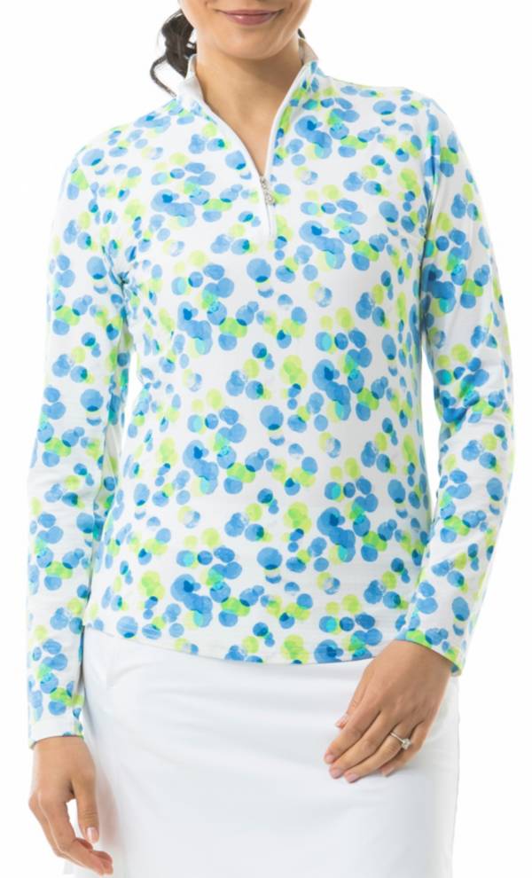 San Soleil Women's SoltekIce Long Sleeve Print Mock Neck Golf Shirt