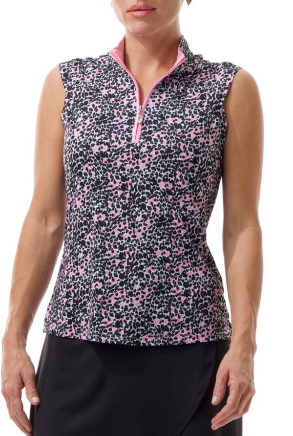 San Soleil Women's Solcool Sleeveless Mock Neck Golf Shirt