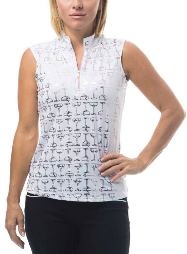 San Soleil Women's Solshine Sleeveless Print Golf Shirt