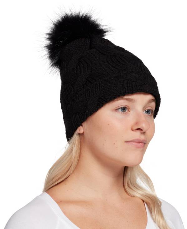 Northeast Outfitters Women's Cozy Cable Knit Fur Pom Beanie