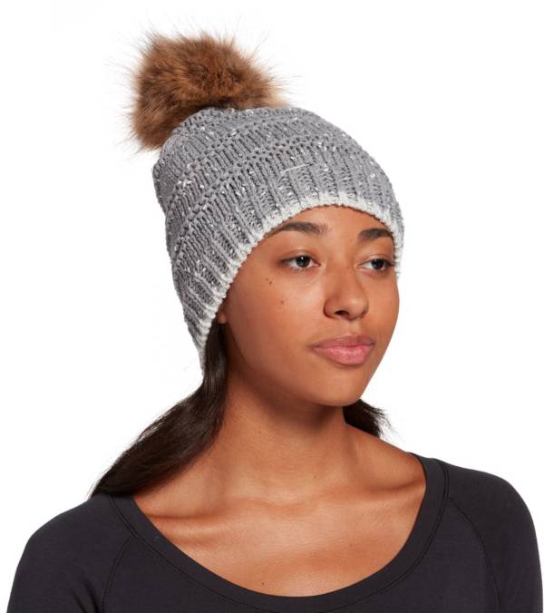 Northeast Outfitters Women's Cozy Nep-Rib Fur Pom Beanie